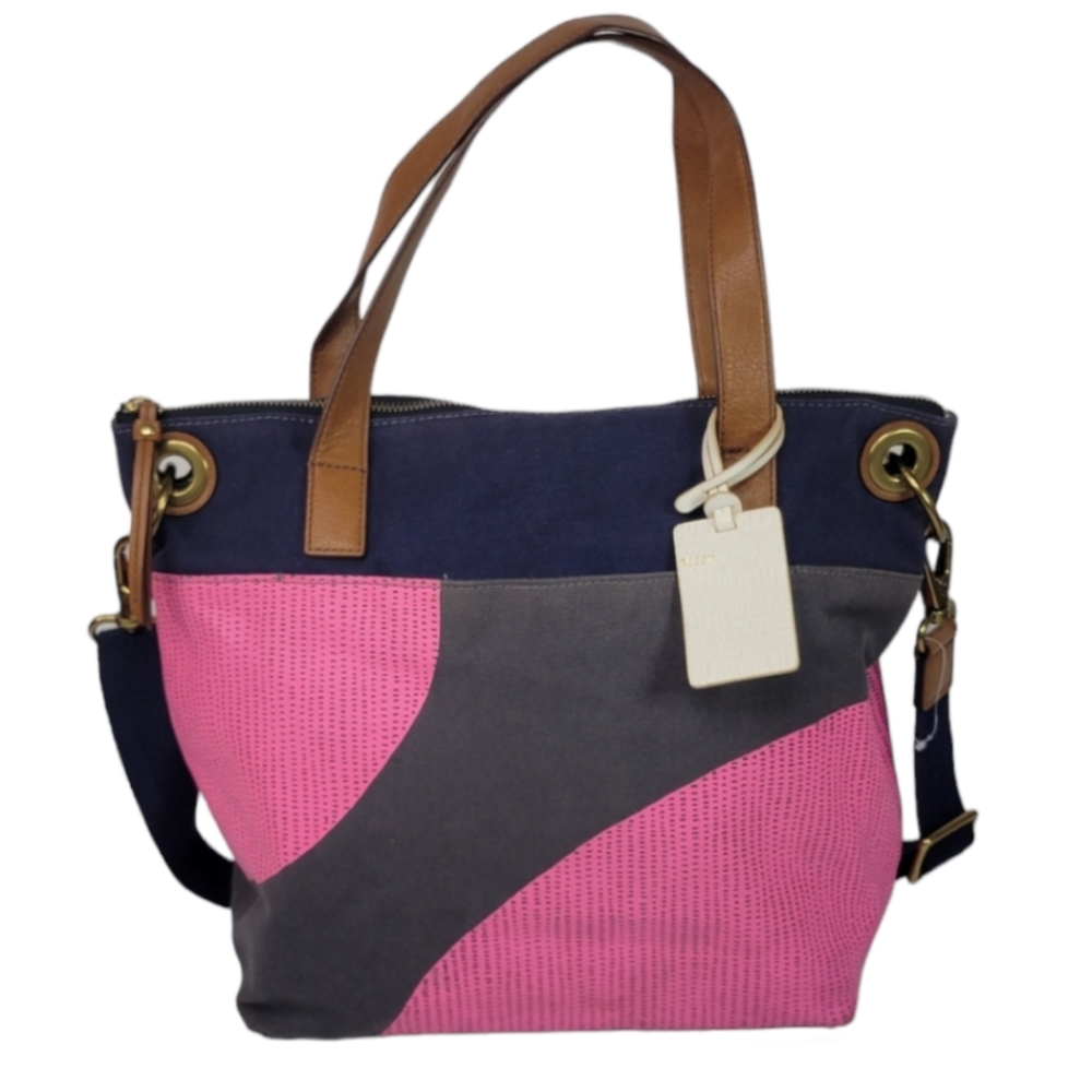 Fossil Keely Bucket Crossbody, Pink Dot Multi, Detach. Shoulder Strap, Like New